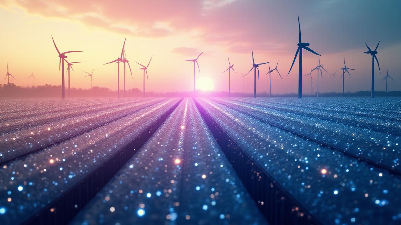 Futuristic energy grid visualization with digital overlays