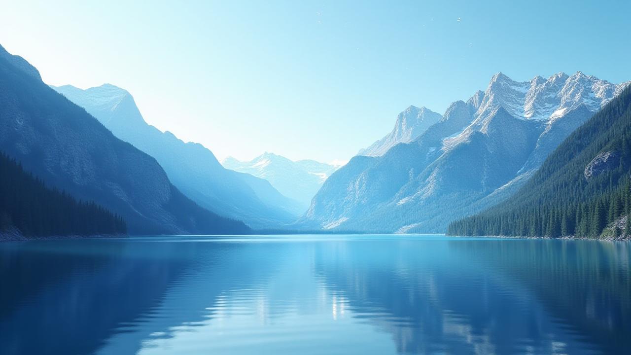 Mountain landscape with interconnected environmental data grids